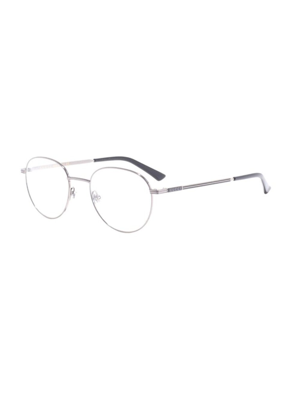 GUCCI Sylvie Stripe GG0835O 005 50 Silver Oval Optical Retro Frame Eyeglasses